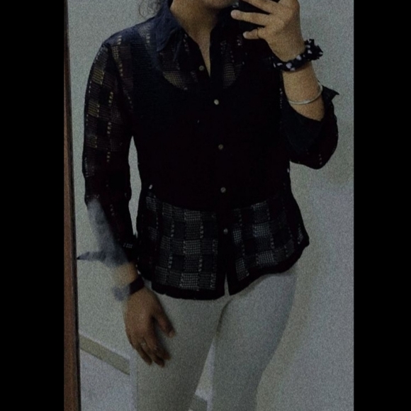 Black Crochet knit Shirt - Picture 10 of 11